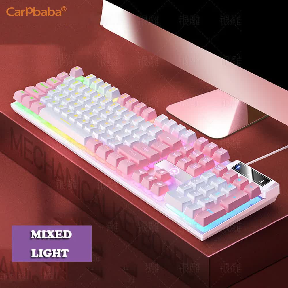 Pc Gaming Pink - Carpbaba K500 104 tombol USB kabel,