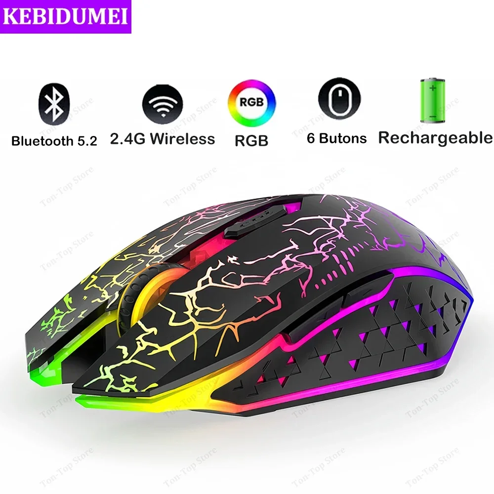Pc Gaming Hp - Mouse Bluetooth 5.2 RGB 2.4G Mouse