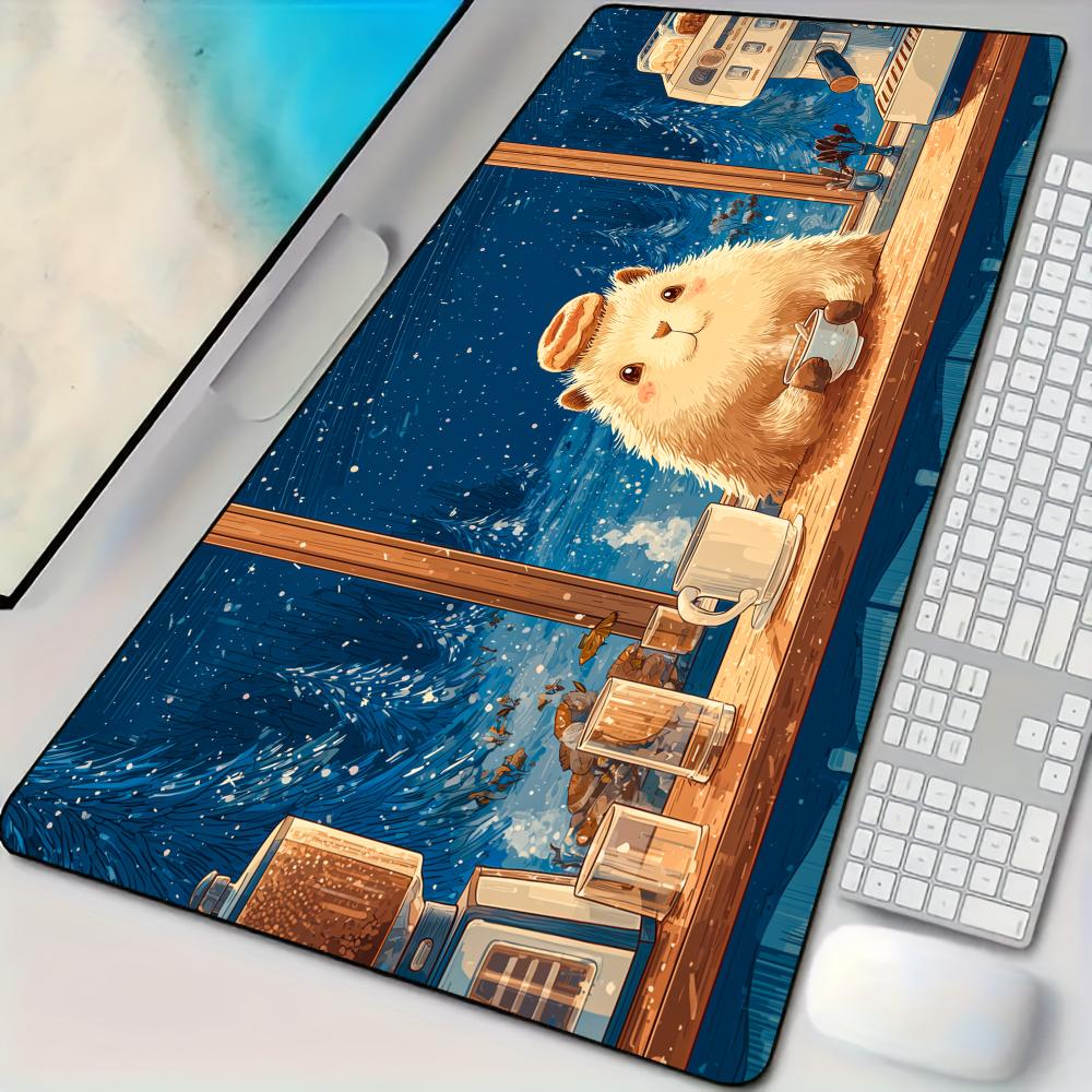 Pc Gaming Cafe - Winter Cafe dan Capybara Mouse Pad