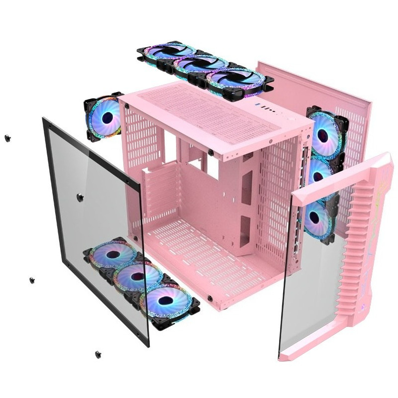 Casing PC dengan Panel Samping - Pc Gaming Cafe ulasan dan harga