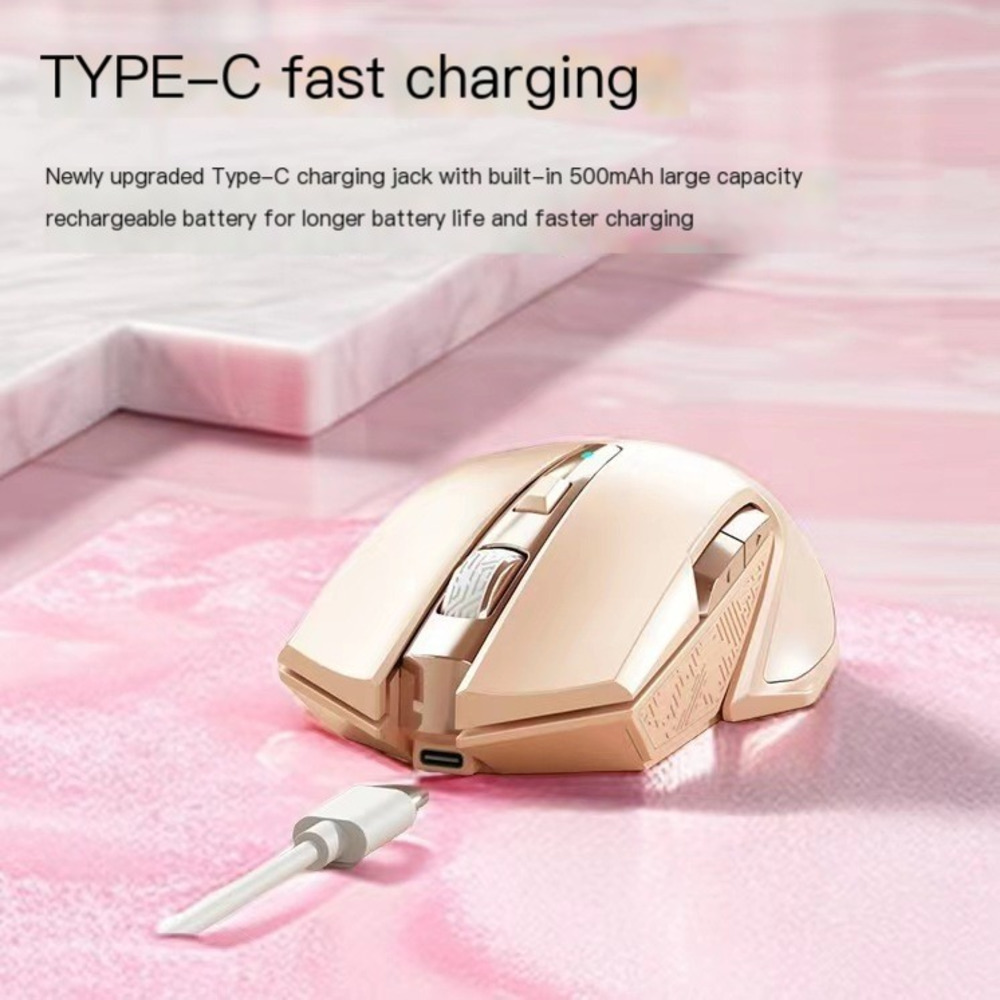 Mouse game tipe-c tanpa kabel  - Pc Gaming Pink ulasan dan harga