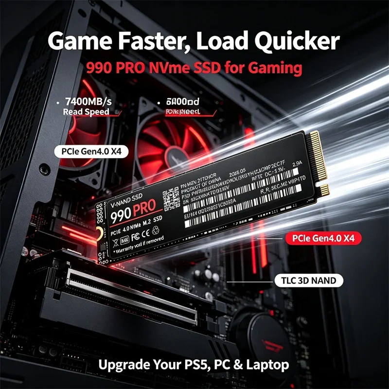 SSD M.2 NVMe 7400MB/s 990 PRO  - Pc Gaming Vs Ps5 ulasan dan harga
